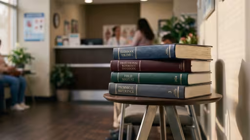 Book resources on a bookshelf