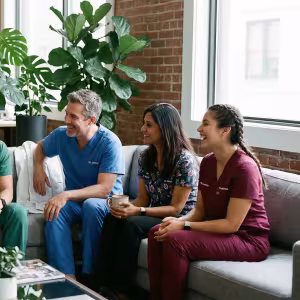 Group of people having a discussion