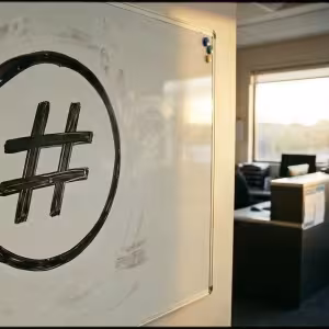 Hashtag on a whiteboard