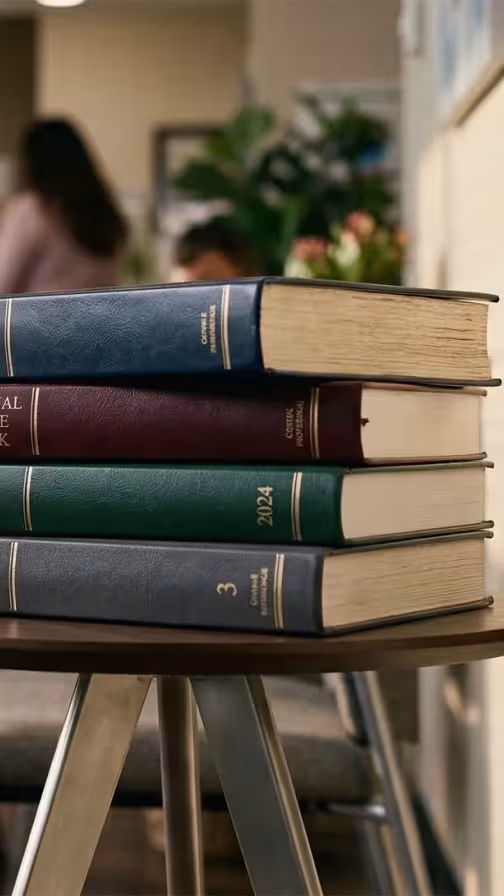 Book resources on a bookshelf